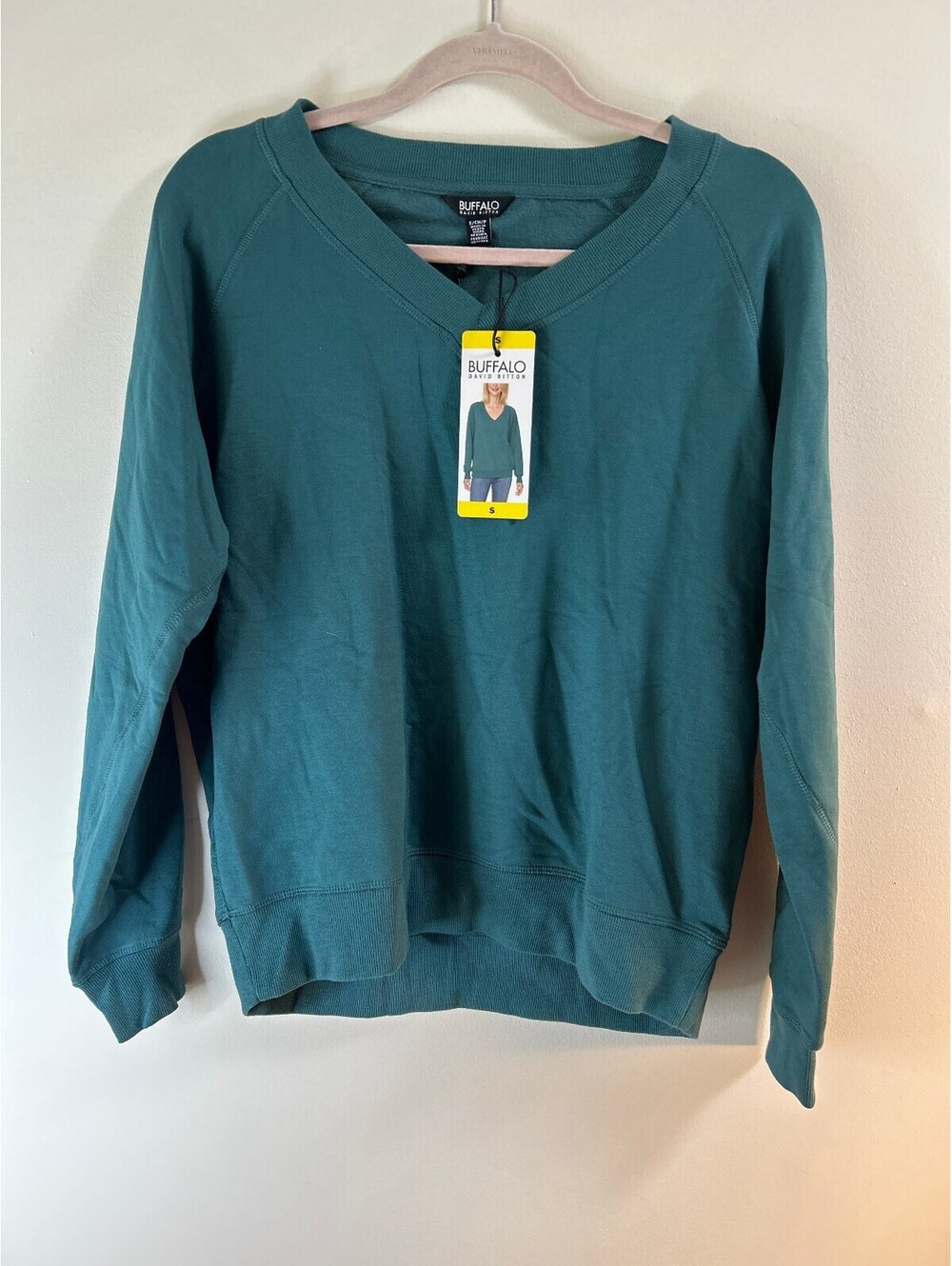 Buffalo David Bitton Super Soft V Neck Sweatshirt Teal Womens Small NWT